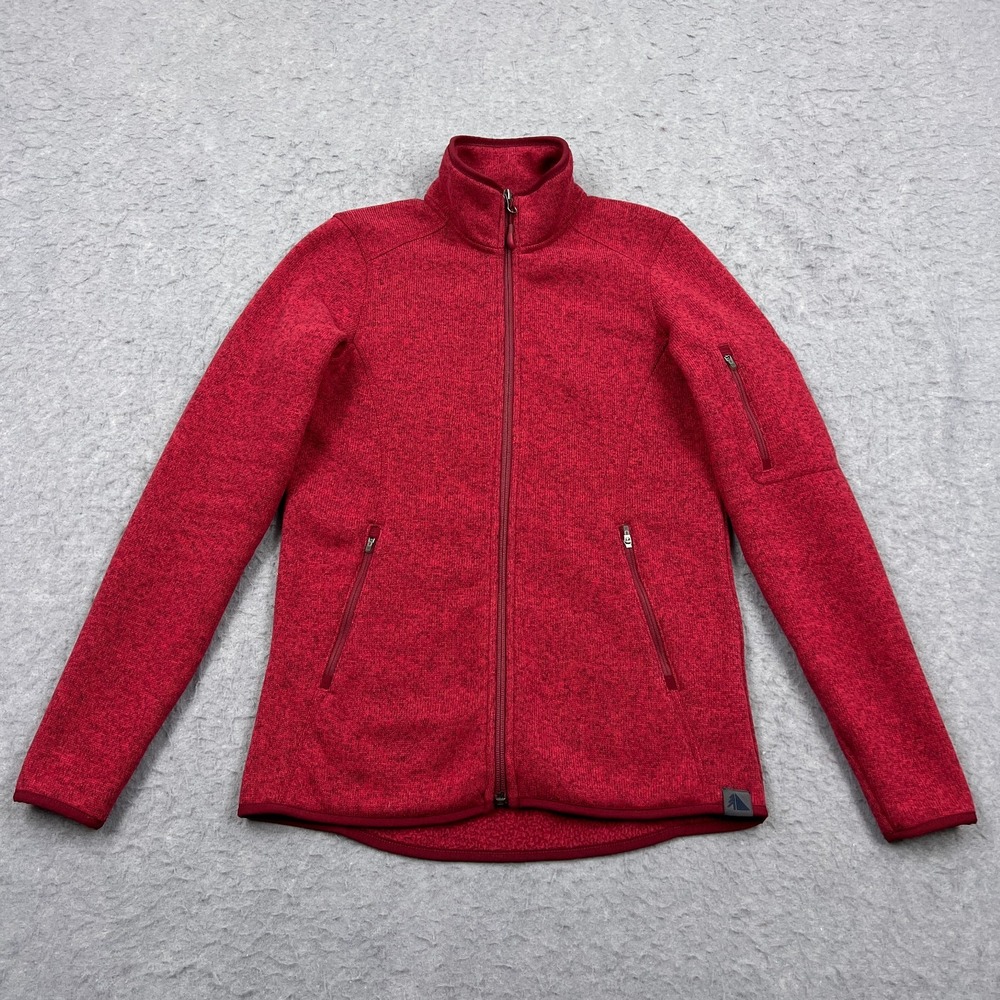 L.L.Bean Sweater Fleece Women's XXS Red Knit Mock‎ Fitted Full-Zip Jacket 279684